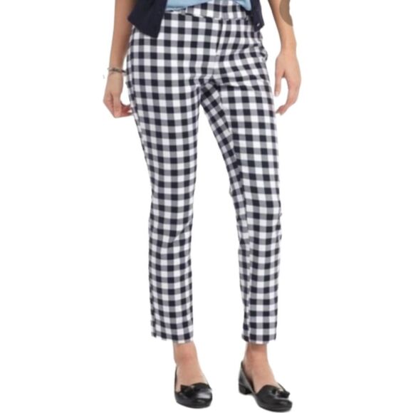 🩵NWT Crown & Ivy Blue & White Checkered Cuffed Ankle Pants Size 4/27 - Picture 1 of 11